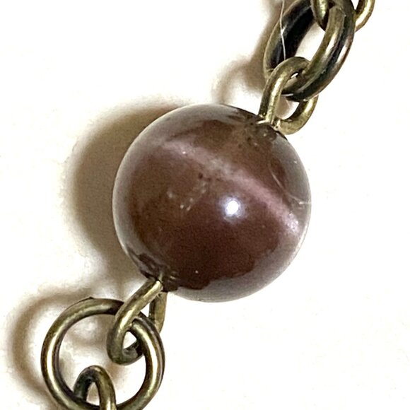 Purple Cat's Eye Bronze Link Adjustable Choker necklace - Picture 8 of 10